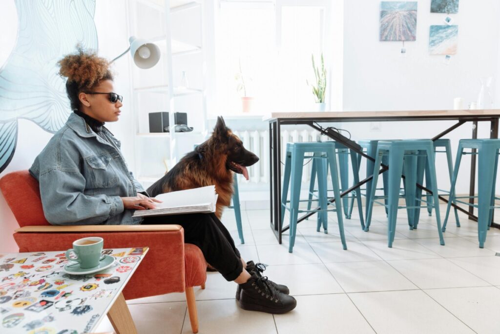 Blind woman with dog
